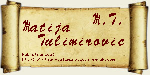 Matija Tulimirović vizit kartica
